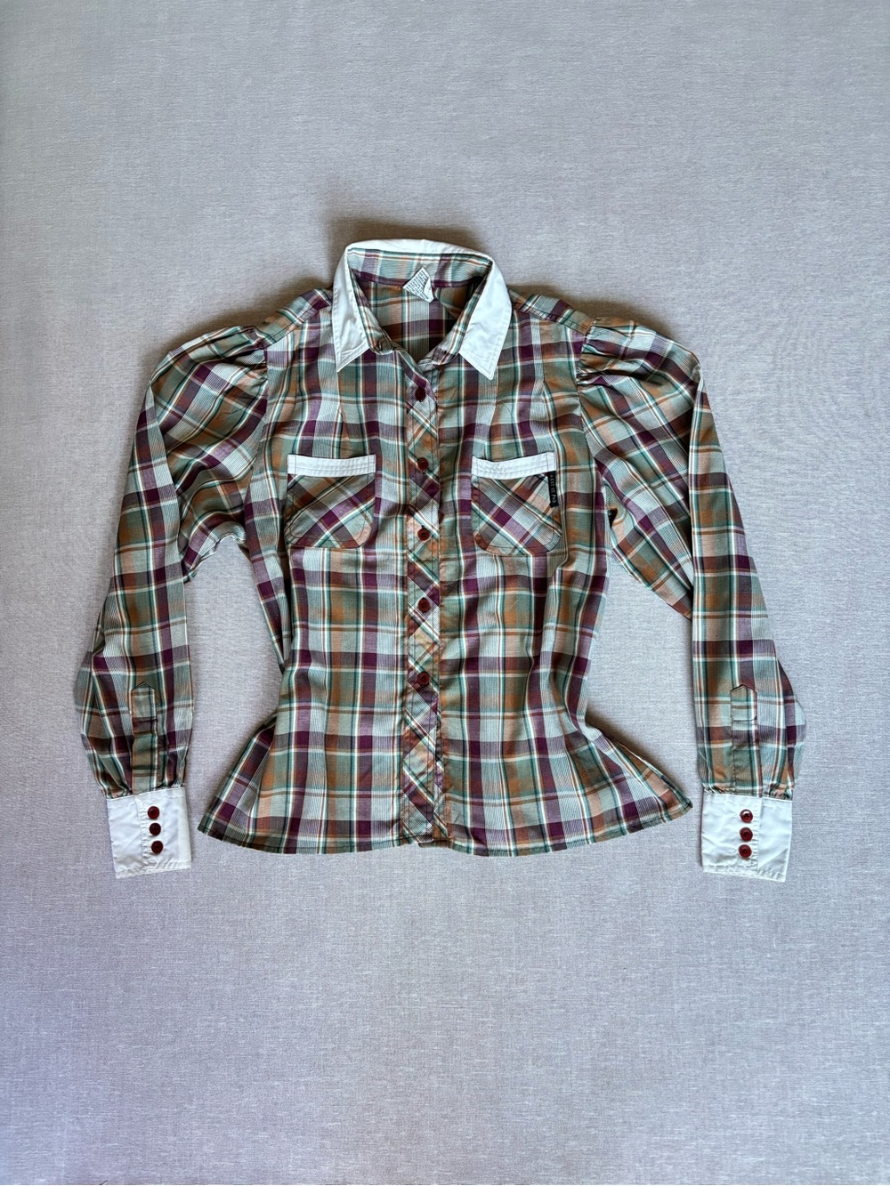 Vintage N’est Ce Pas plaid prairie cottagecore western button up shirt